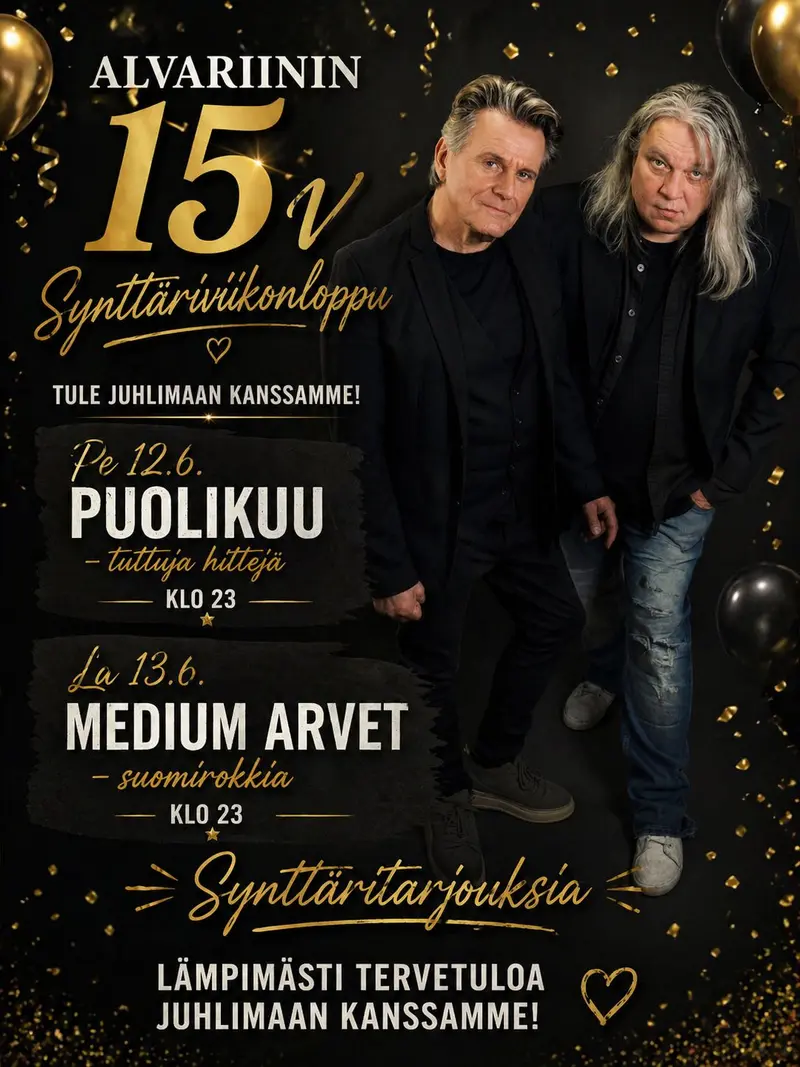 ALVARIINI'S 15TH ANNIVERSARY WEEKEND JUNE 12–13 🎉