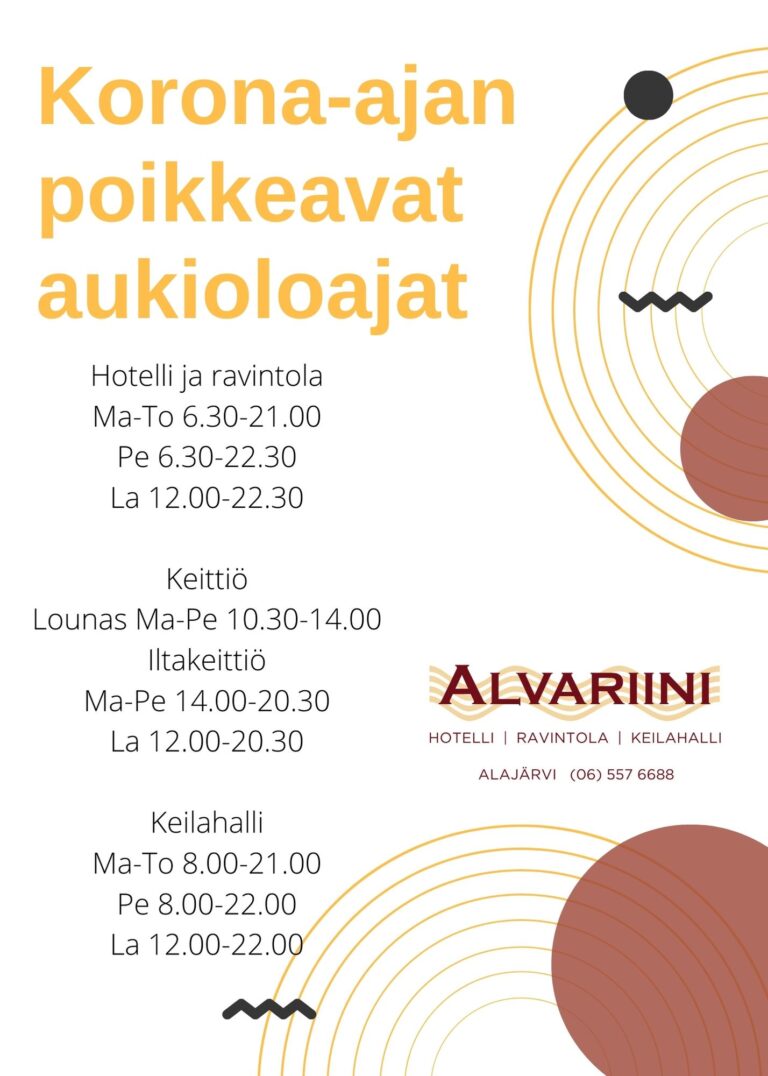 Korona-ajan Poikkeavat Aukioloajat | Alvariini